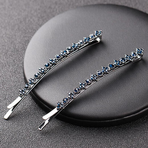 Jiuweiya hairpin one-word clip bangs clip forehead broken hair top clip side clip rhinestone pair clip mother side hairpin clip headdress JYFJ147 blue 1 piece
