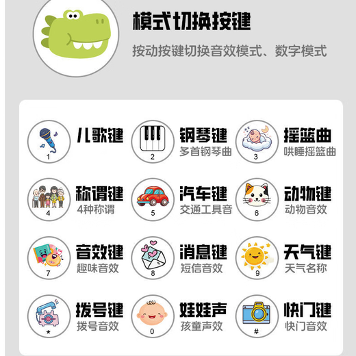 Rainbow house baby can chew teeth glue toys baby simulation phone children's early education educational toys mobile music story machine dinosaur - green children's mobile lanyard + battery