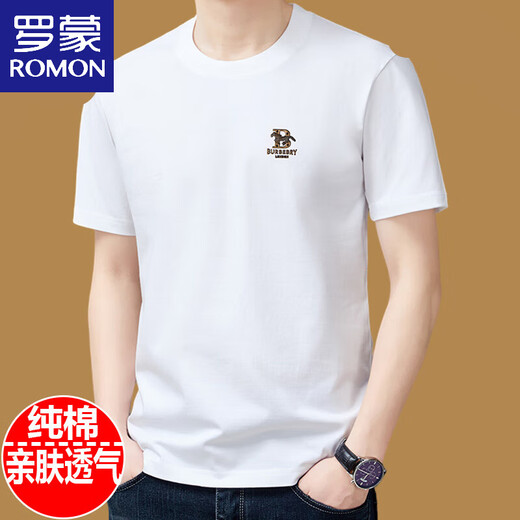 Romon Pure Cotton Camiseta de manga corta para hombres Summer redondeo 2025 Camiseta nueva suelta Fashion Mhode Mhode Mhode T Military Green 9929 L 170 sugiere 120jin [Jin equivale a 0.5 kg] -140Jin [Jin equivale a 0.5 kg]