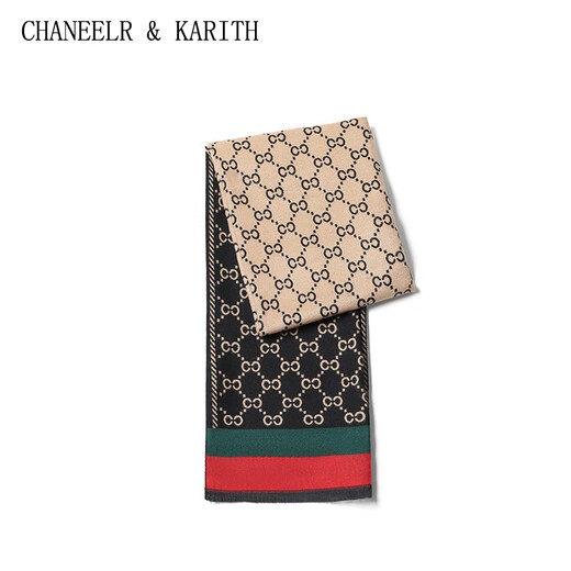 CHANEELR & KARITH围巾女秋冬季百搭围脖女加厚披肩保暖送女生老婆轻奢生日新年礼物 轻奢品牌时尚百搭ck风【黑卡其】