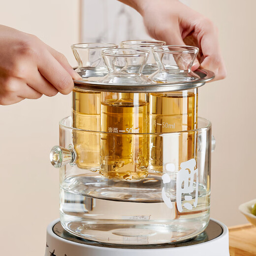 Huangsi wine warmer Chinese style heat-resistant glass yellow rice wine and white wine wine dispenser scalding wine pot and wine boiler can heat the wine warmer wine warmer one cylinder four pots