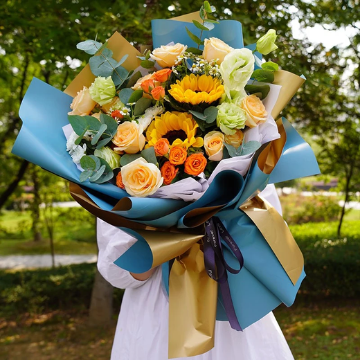 Eswina Flower Express Sunflower Mixed Bouquet Birthday Gifts Nationwide Citywide Delivery Sunflower Champagne Korean Style Bouquet