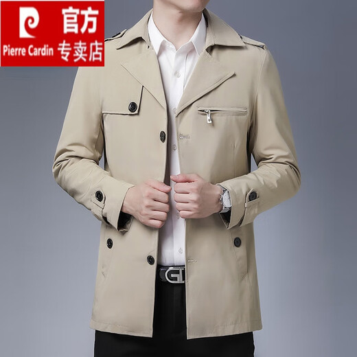 Pierre Cardin 2025 new style windbreaker men's short spring and autumn business casual lapel men's commuter jacket iron-free fashion jacket trend 2732 black 5XL (recommended 190-210Jin Jin equals 0.5 kg to wear)