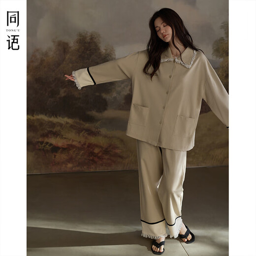 同语睡衣女莫代尔棉春夏季长袖家居服女士时尚可外穿新款宽松套装 女士-M3884 M 160(身高155-163cm，体重90-1