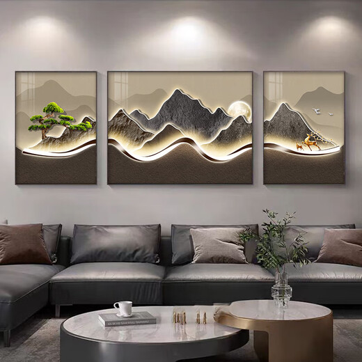 轻奢客厅装饰画2024年新款背有靠山沙发背景墙壁画大气挂画 G3884 60*80/110*80/60*80适合3.8
