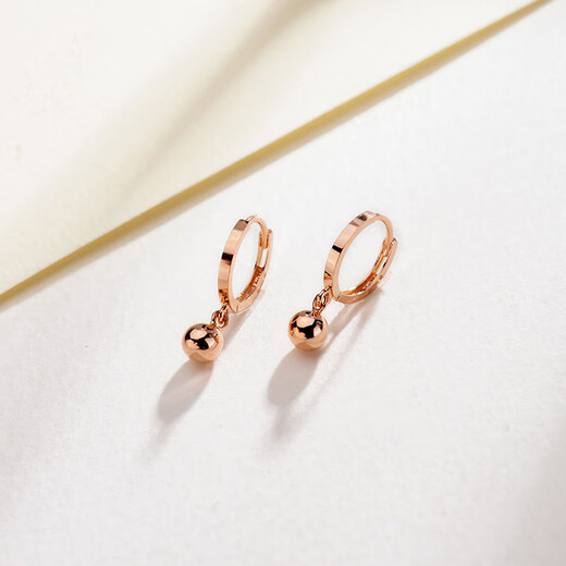 Made with love by NVKN, 18k gold earrings, small gold beads, colored gold earrings, large earrings, rose gold ear buckles, a pair of rose gold ready-made