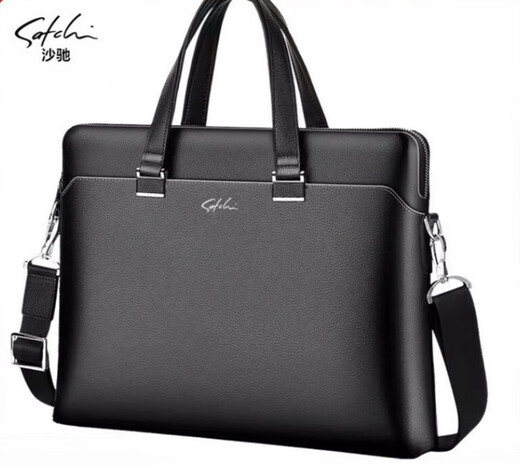 Sachi SATCHI first layer cowhide men's leather bag men's handbag genuine leather briefcase business computer bag horizontal handbag 16853 dark blue horizontal style 14 inch #2#
