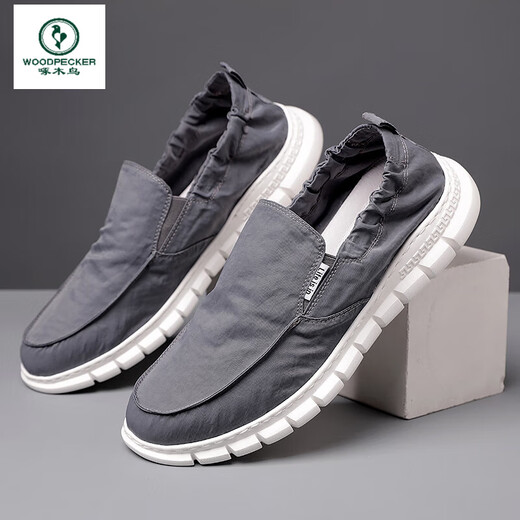 
Woodpecker old Beijing cloth shoes men one foot lazy bean shoes men summer new breathable umbrella cloth versatile casual student 881 upgraded insole-black 42
