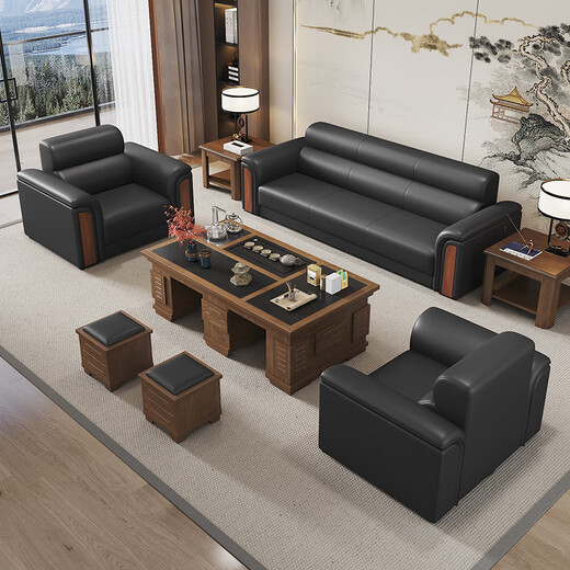 Junyu office sofa simple modern business reception room reception single three-person office coffee table combination set three-person