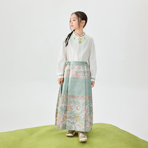 INMAN (INMAN) Children's Clothing New Chinese Style Shirt Girls Autumn Clothes Chinese Style Embroidered Shirt Medium and Large Children Long Sleeve Off White 120