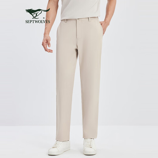 Sieben Wolf [coole und komfortable] Freizeithosen für Männer im Sommer kalte Baumwolle dünne coole und komfortable Geschäft mit geradlinigen Hosen 701 (Khaki) 30 A170/76A