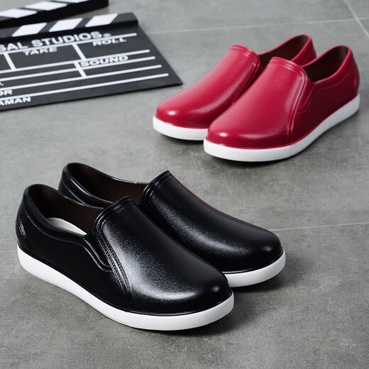 淇丝蔓春秋休闲胶鞋女浅口低帮雨鞋女短筒防滑防水耐磨女士工作单鞋厨房 时尚款黑色 偏大一码，配鞋垫 40