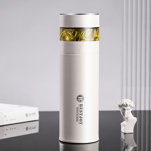 富光拾喜保温杯茶水分离水杯男士高档泡茶杯316不锈钢可礼品定制 白色(茶水分离）可定制 420ml