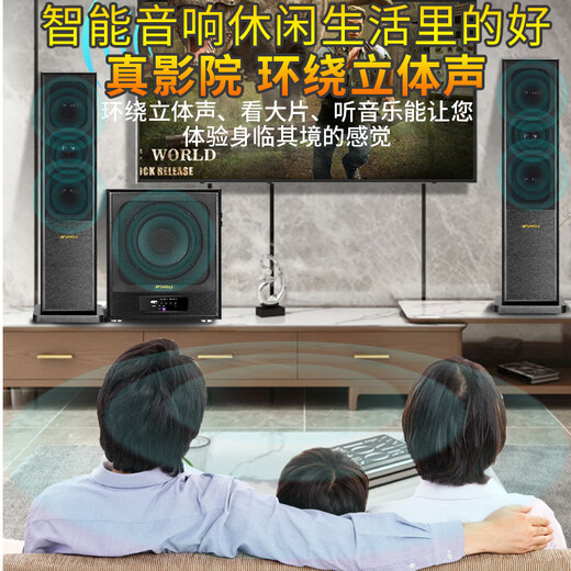 SANSUI 60C home Bluetooth audio home surround theater TV subwoofer karaoke set living room influence singing multimedia desktop computer speaker 60C upgraded and heightened version + two U-segment wireless microphones