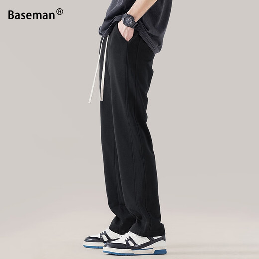 Baseman sweatpants men's autumn straight pants drapey casual pants trendy and versatile boys' loose sports pants Japanese pants men black L recommended 120-140Jin Jin equals 0.5 kg