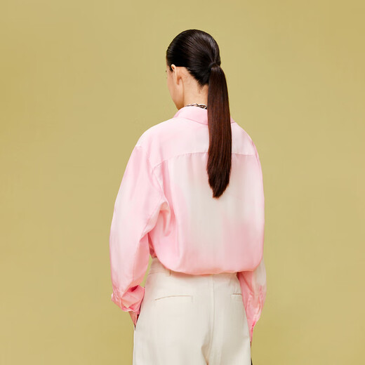 LESS calla lily printed shirt for women, mulberry silk silk texture, artistic sense, loose casual shirt 2O1213040 690/mixed powder XL