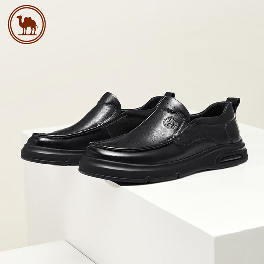 Camel Men's Leather Shoes Soft Sole Comfortable Cowhide Business Casual Derby Shoes P14A155604 Black 41