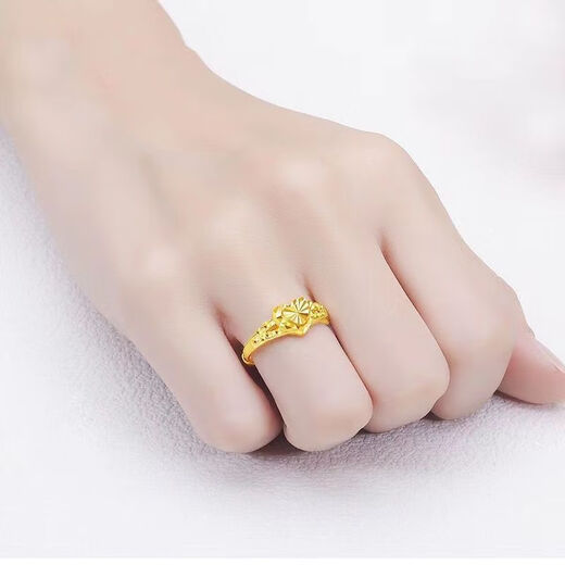 Extreme 9 real gold plated ring for women's heart shape solid love gold ring ring adjustable gift gold 9999 heart ring 2.58 grams will be sold for 3886 yuan