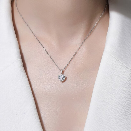 MZMZ Alluring Love Platinum Necklace Women's PT950 Clavicle Chain Moissanite Platinum Birthday Anniversary Gift for Girlfriend Please Photograph (Engraving + Greeting Card) Chain Length 40cm + 5cm Adjustable Chain