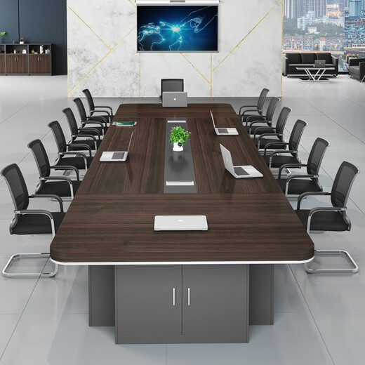 Litang large conference table conference room high-end long table simple modern light luxury office negotiation reception table and chair combination 1392 people have selected 4.5 meters + 16 matching chairs