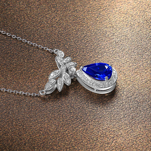 Haikai Necklace for Women Cornflower Blue Sapphire Pendant Luxury Jewelry Chinese Valentine's Day Birthday Gift for Wife Cornflower Blue Sapphire Necklace (1.17 carats)