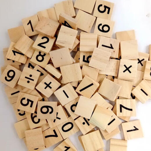 玩家小将数字卡片1-100纯数字0-9数字木方块儿童早教拼图游戏木片宝宝木块 18*20mm数字(100个)