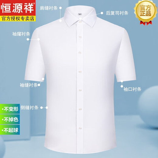 恒源祥男士纯棉短袖衬衫男短袖2024新款丝光条纹格子夏季免烫感衬衣 短DX6630 星星 新升级DP 38 165 [体重100斤-125斤]