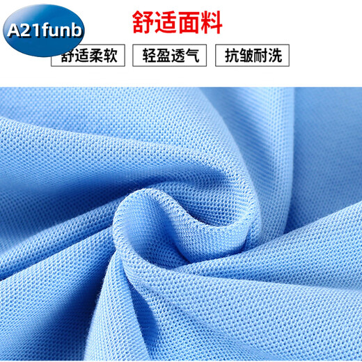 
A 21 FUNB school uniform short-sleeved T-shirt inner bottom shirt primary and secondary school students POLO shirt top summer junior high school students class suit 9901 blue T white-collar [T-shirt] 190