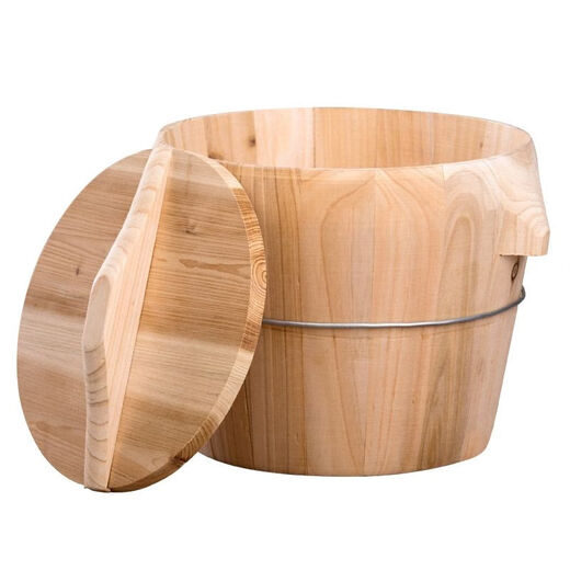 Steamed rice wooden barrel, fir wood steamed rice barrel, kitchen large and small rice steaming artifact, household commercial steamer, handmade, low sugar, 24cm wooden bottom with lid, steamed about 2.5Jin, Jin is equal to 0.5kg of rice