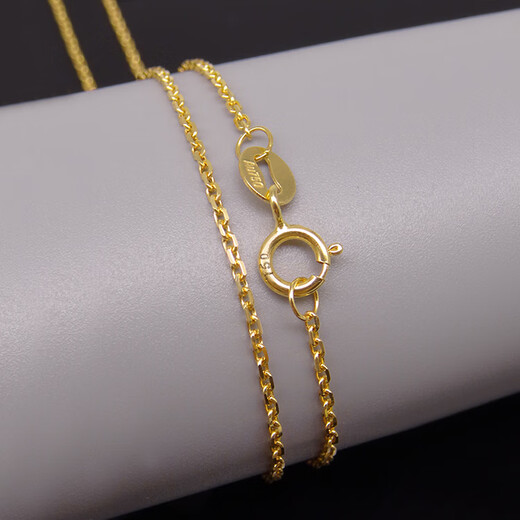 Yuan 18k gold necklace women's gold color K gold necklace Au750 rose gold cross card chain thick clavicle 18K gold ordinary (cross chain) length 45CM thick 1.5mm weight 3.4-3.5g