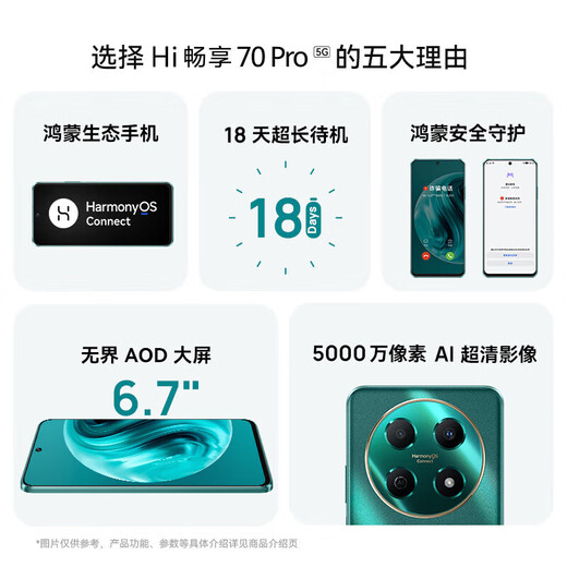 Hi nova智选5G手机70 Pro WIKO手机2024新机上市新品5G24期免息18天超长待机鸿蒙生态智能手机hi畅享系列 翡冷翠【鸿蒙生态5G】 8+256GB 全网通