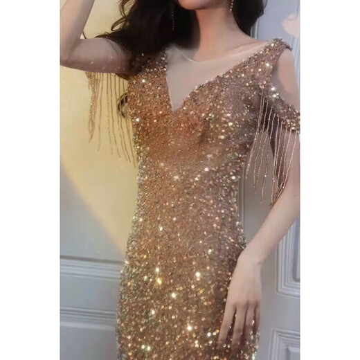 微爱的小松鼠（weiaidexiaosongshu）晚礼服裙女2023新款宴会气质鱼尾主持人名媛轻奢小众高端 白色 M