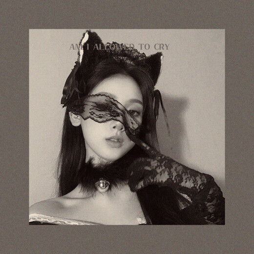 Beautiful lace eye mask, gloves and headwear set, little wild cat, cute cat ears headband, female cosplay soft girl maid, black headband (comes with eye mask)