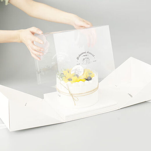 NAOISKEY portable transparent cake box 6 inches 8 inches birthday cake mousse square box dessert snack packaging box high-end gift box 8 inches + cutlery for 10 people Customized contact customer service Free candle for the first order Need to contact customer service