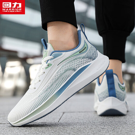 Warrior sports shoes for men, comfortable and lightweight running shoes, breathable fly-knit men's shoes G497C white/green 43