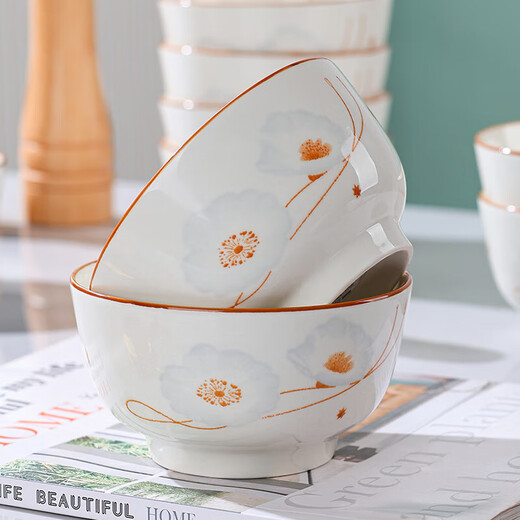 Ceramic bowl for household festive housewarming, dishes, tableware set, Suijinghao rice bowl, Suijinghao 3 bowls
