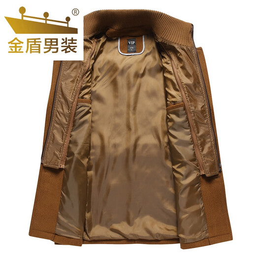 Jindun new winter style middle-aged men's woolen coat jacket casual middle-aged and elderly thickened woolen jacket daddy gray 170 recommended 95-115Jin Jin equals 0.5 kg