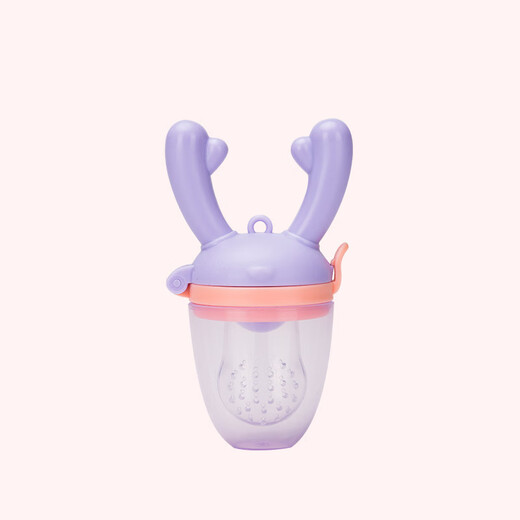 ZNMW Baby Bite Bag Baby Complementary Food Fruit and Vegetable Happy Fruit Eating Artifact Silicone Push Pacifier Eats Fruit Puree and Molars Teeth Fawn Style + Purple + Medium Net Random Color