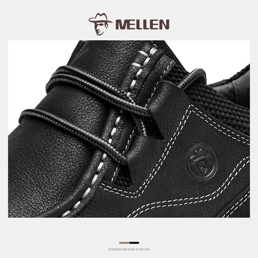 Minglang Mellen Herren neuer Mode lässige Lederschuhe Leichte weiche, komfortable Dämpfung von Lederschuhen Herren-Kee-resistente Nicht-Rutsch-Pendler-Arbeitsschuhe Schwarz 41