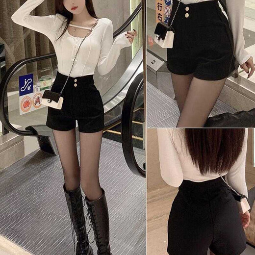 LeCali High Waist Shorts Spring and Summer Hot Pants Women's Leggings Boot Trousers Tight Dance Pants for Outerwear and Versatile A-Line Suit Style High Waist Shorts No Velvet XL 130Jin Jin is equal to 0.5kg