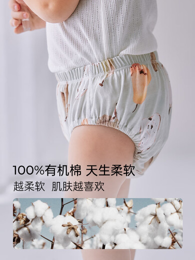 OAK FAMILY summer baby cotton bread pants bud shorts children's thin breathable pants Blue Bird and Rose + Pear Manor 2 pairs 90 cm (recommended for 1~2 years old 78~90cm)