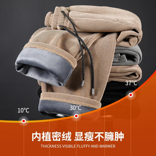 Baleno chenille casual pants for men in winter plus velvet outdoor men's straight pants Hong Kong style trendy solid color simple men's long pants