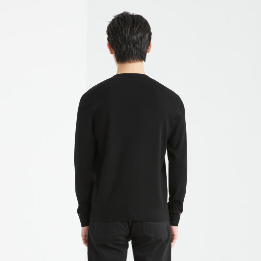 Lilang Cardigan Hombres redondos Cuello Jacquard Embellido delgado y cálido suéter masculino negro (24dms9031s) XL 175/88a