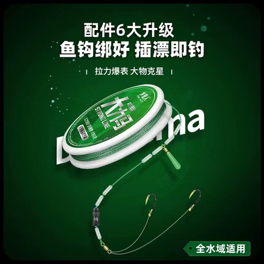 Zhuojing Dawu Line Group Dalima main line fish hook tied set finished anti-biting line PE fishing line and fish gear supplies 6.3 meters (2 rolls) Dali Ma tied line group main line No. 2.5/sub-line No. 2.0/hook No. 6