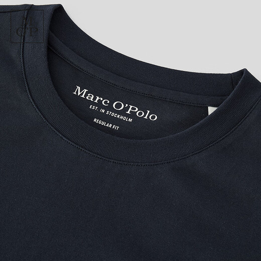 Marc O'Polo/MOP【商场同款】春季新款纯棉胸口印花宽松短袖T恤男 黑藏青898 S