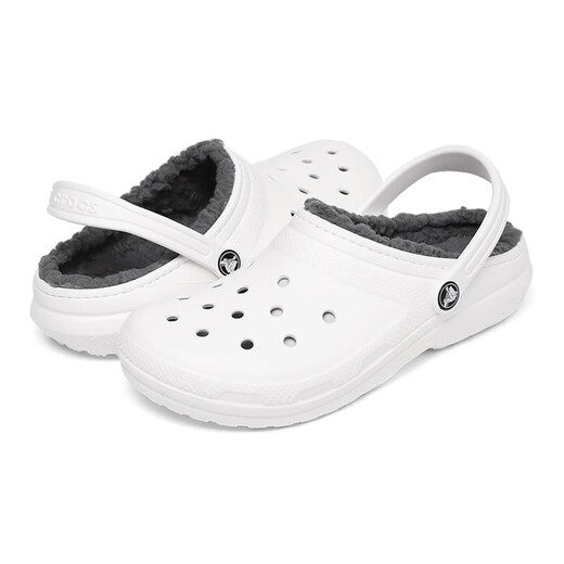 CROCS Children's Cotton Slippers Boys and Girls Winter Warm Furry Crocs 207010_10M White 33-34 Inner Length Approximately 208mm