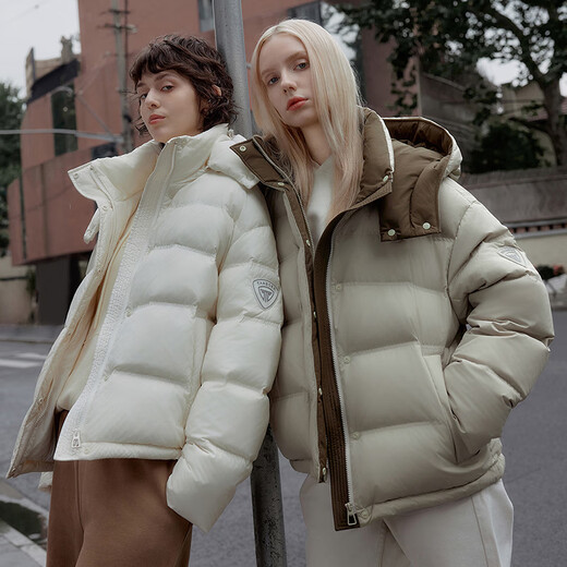 Tambor Down Jacket para mujeres de moda corta de moda y sombrero extraíble