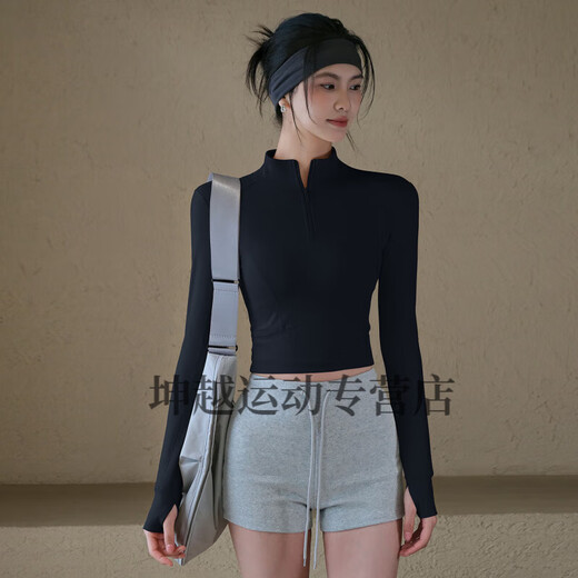 Yudong Velvet Warm Yoga Jacket Women's Autumn and Winter Half-Zip Stand Collar Sports Top Pilates Fitness Long Sleeve Eggnog White Velvet Lining/Slim Fit S Recommended 80-95Jin Jin equals 0.5kg