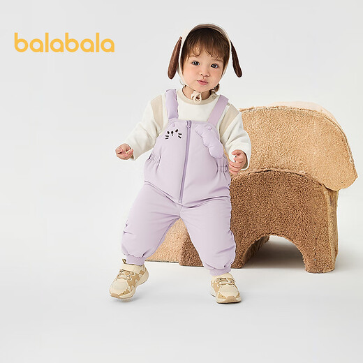 Balabala shopping mall same style baby trousers girls down overalls winter wear 2025 new warm pants hyacinth purple 70618-white duck down 90 down filling 46g