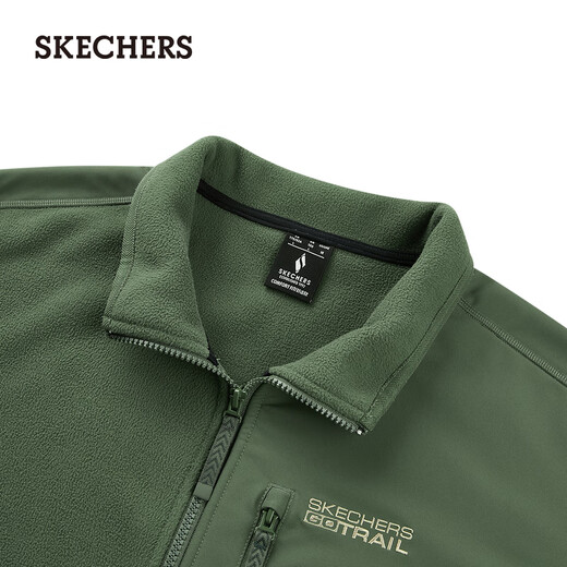 Skechers men's and women's knitted velvet comfortable insulated windbreaker sweatshirt L424M039 thyme green/031F M